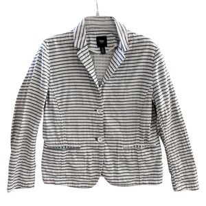 Gap Summer Blazer Womens 6 Blue White Stripe Unstructured Cotton Gauze Nautical